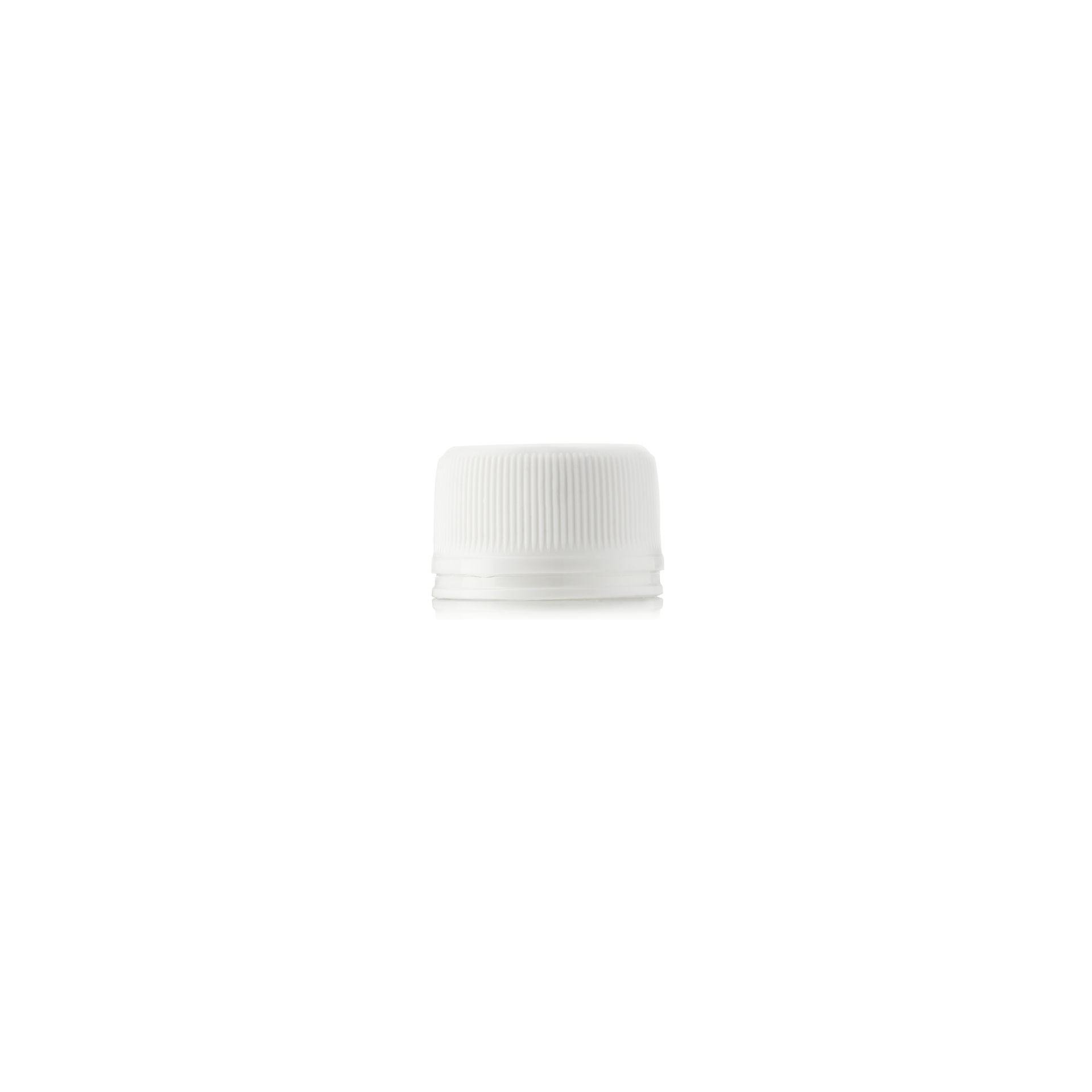 Screw cap standard PP28, HDPE, white, fine ribbed, white inlay 