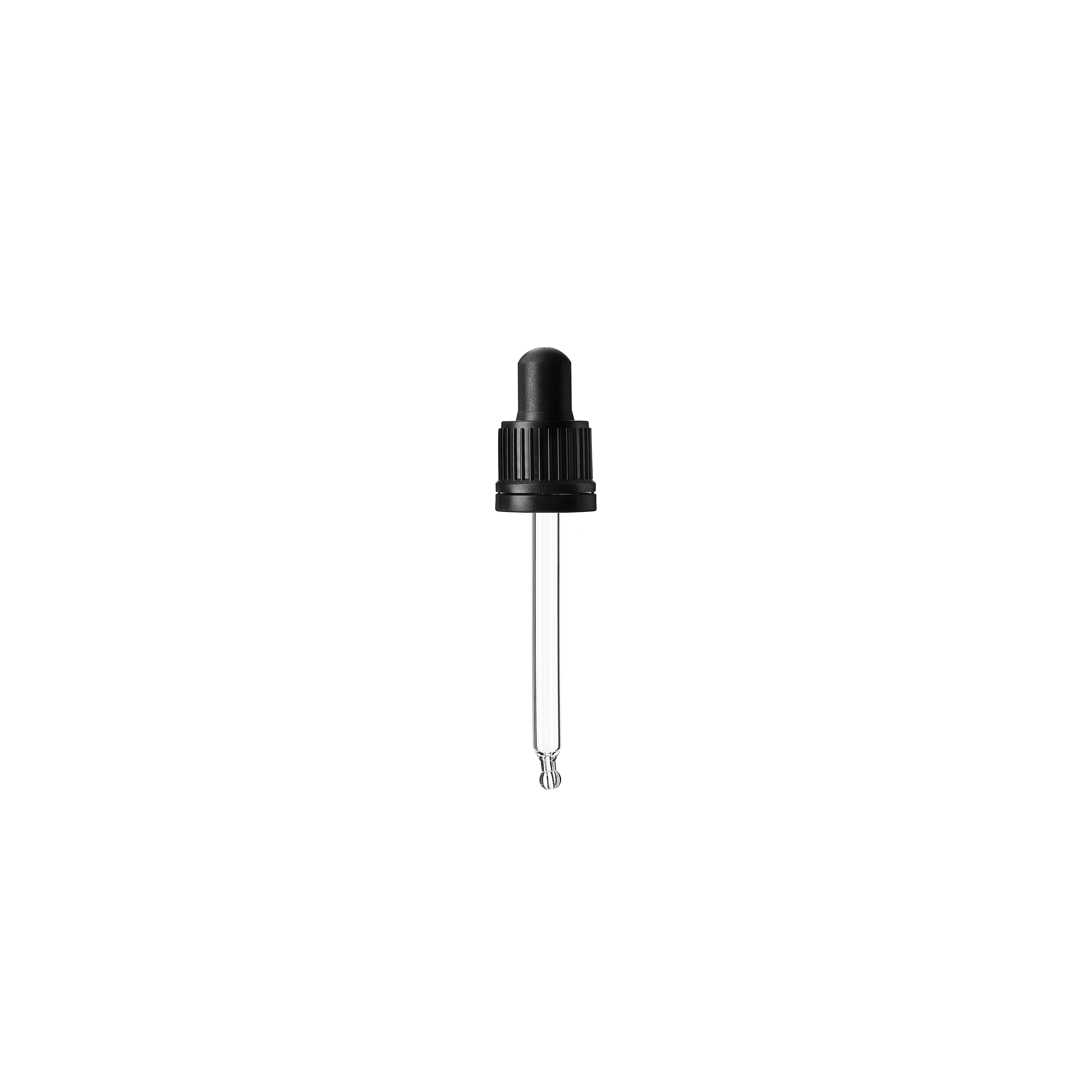 Pipette series II, DIN18, tamper-evident, PP, black matt, ribbed, black bulb NBR 0.7 ml, bent ball tip with 1.0 opening for Ginger 30 ml