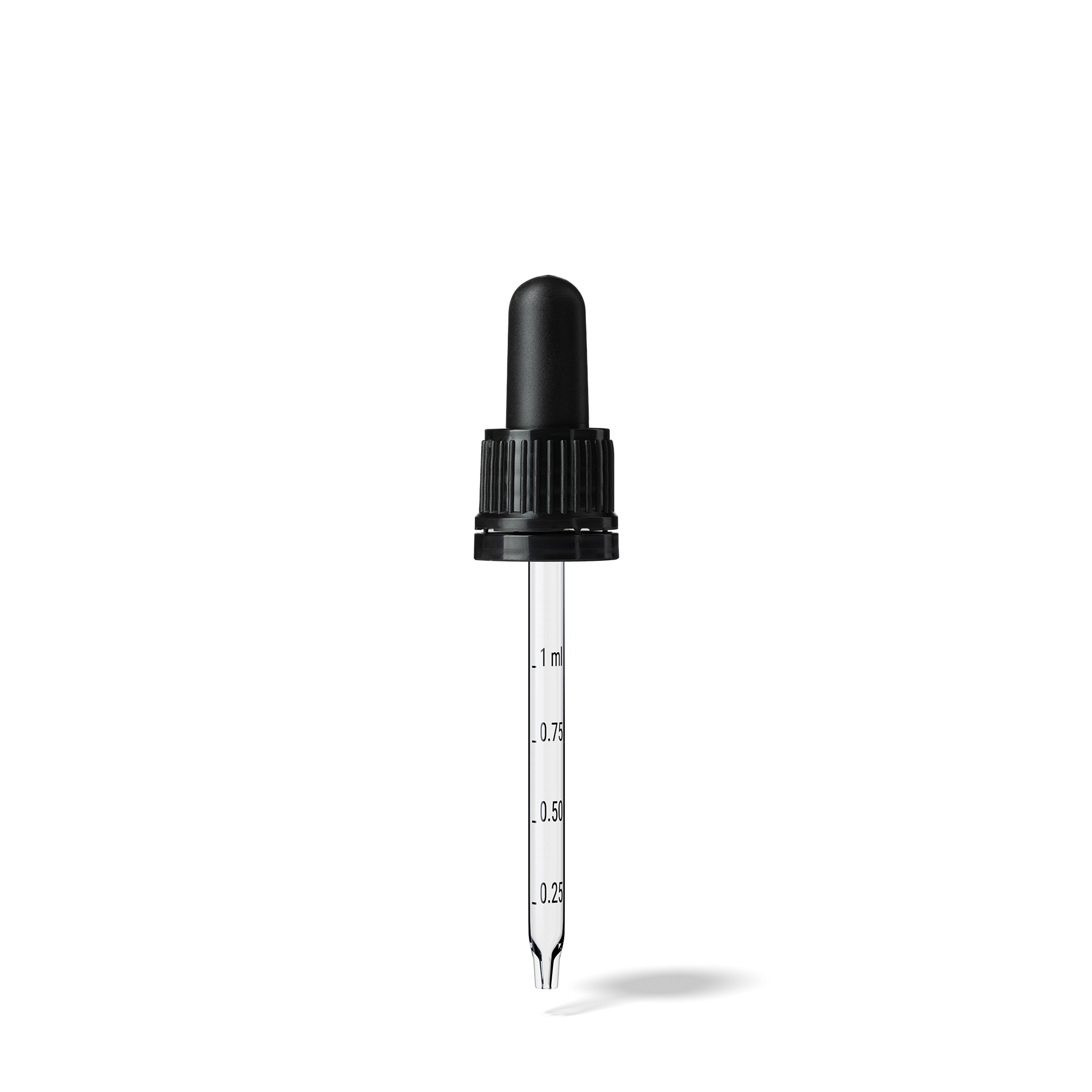 Pipette D02 black ribbed, D18, TE-b, Bulb TPEs-b 1.0, Tip conical 1.0, Grad-b-A02, GIN50