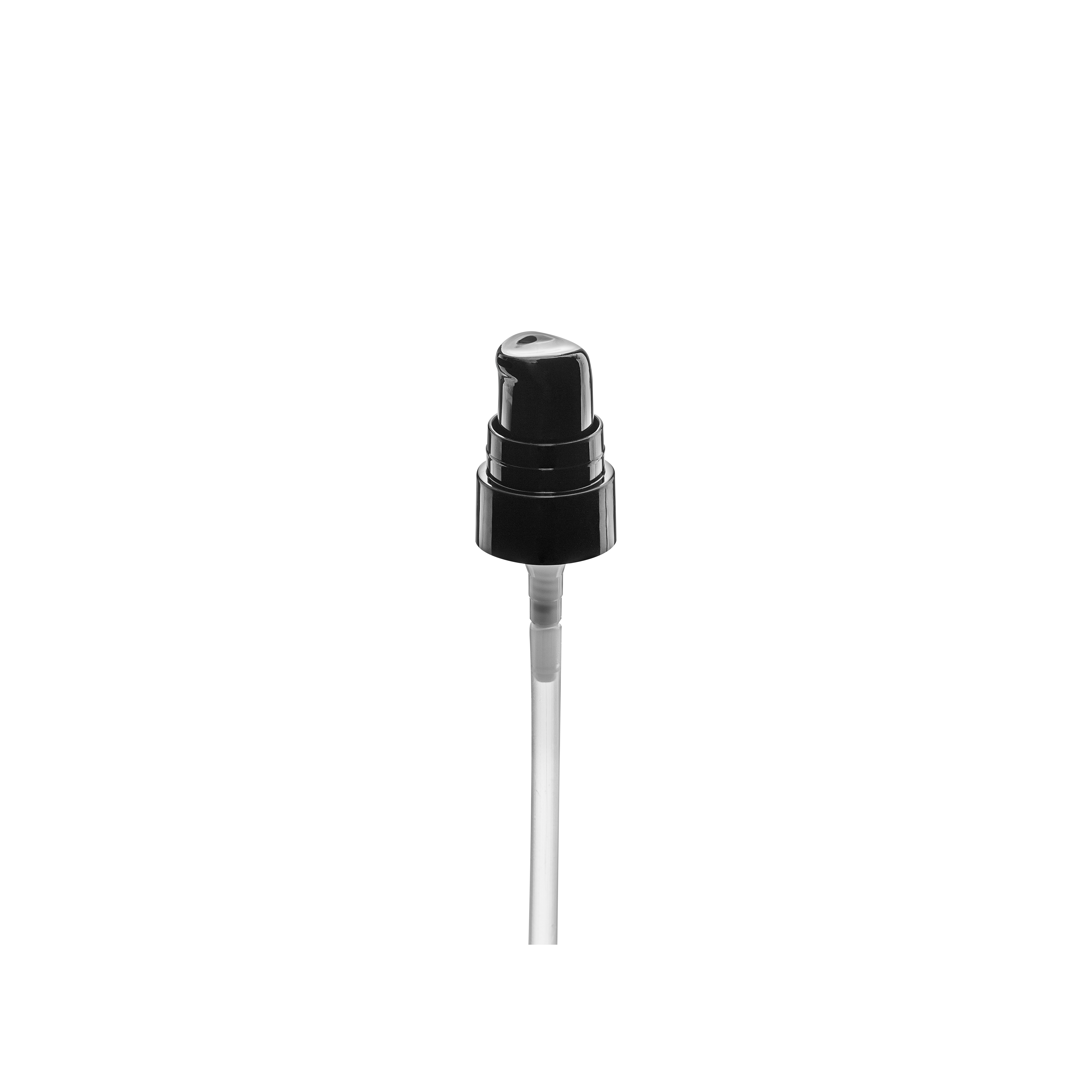 Lotion pump Sinfonia 18/400, PP, black, glossy finish, dose 0.10 ml with black overcap for Azalea 30 ml