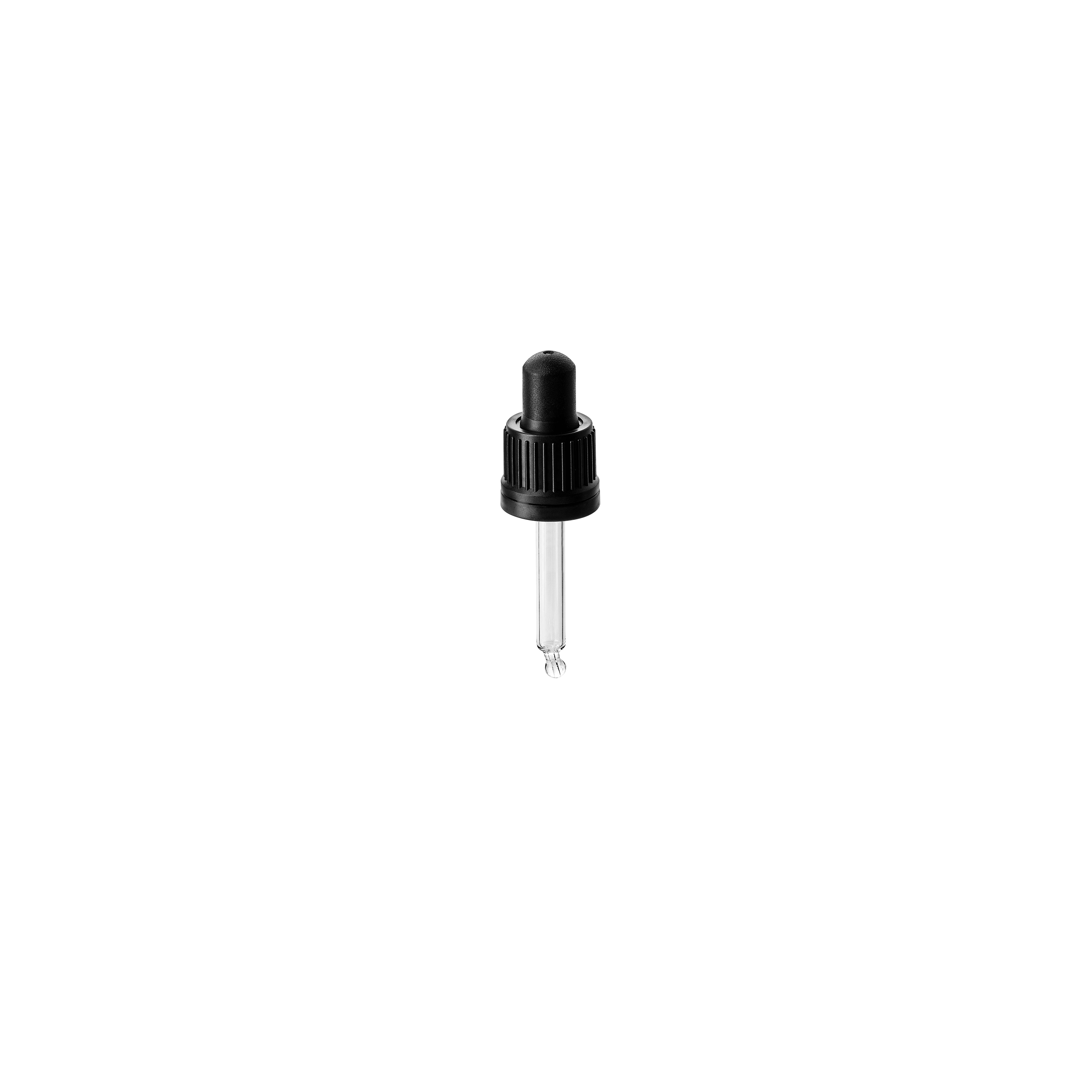 Pipette tamper evident DIN18, II, PP, black, ribbed, bulb NBR 0.7ml, bent ball tip (Ginger 15)