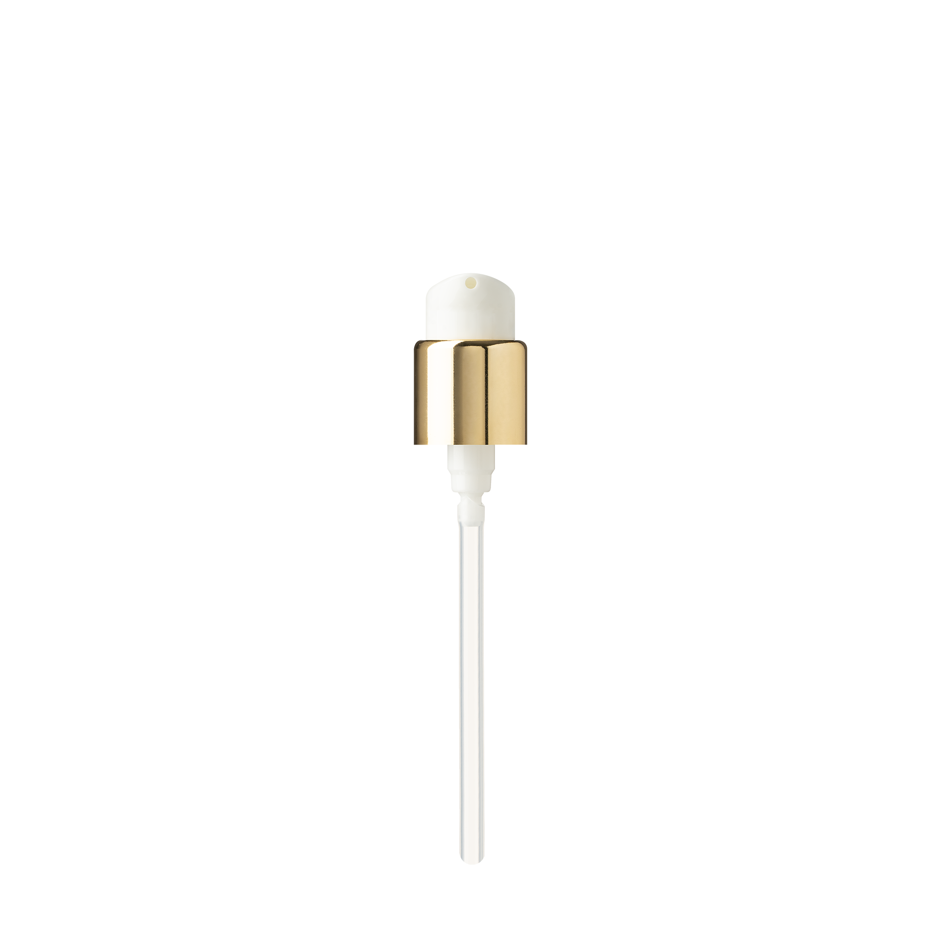 Lotion pump Metropolitan 18/400, PP/metal, gold shiny collar, dose 0.15ml, twist-lock (Willow 30)
