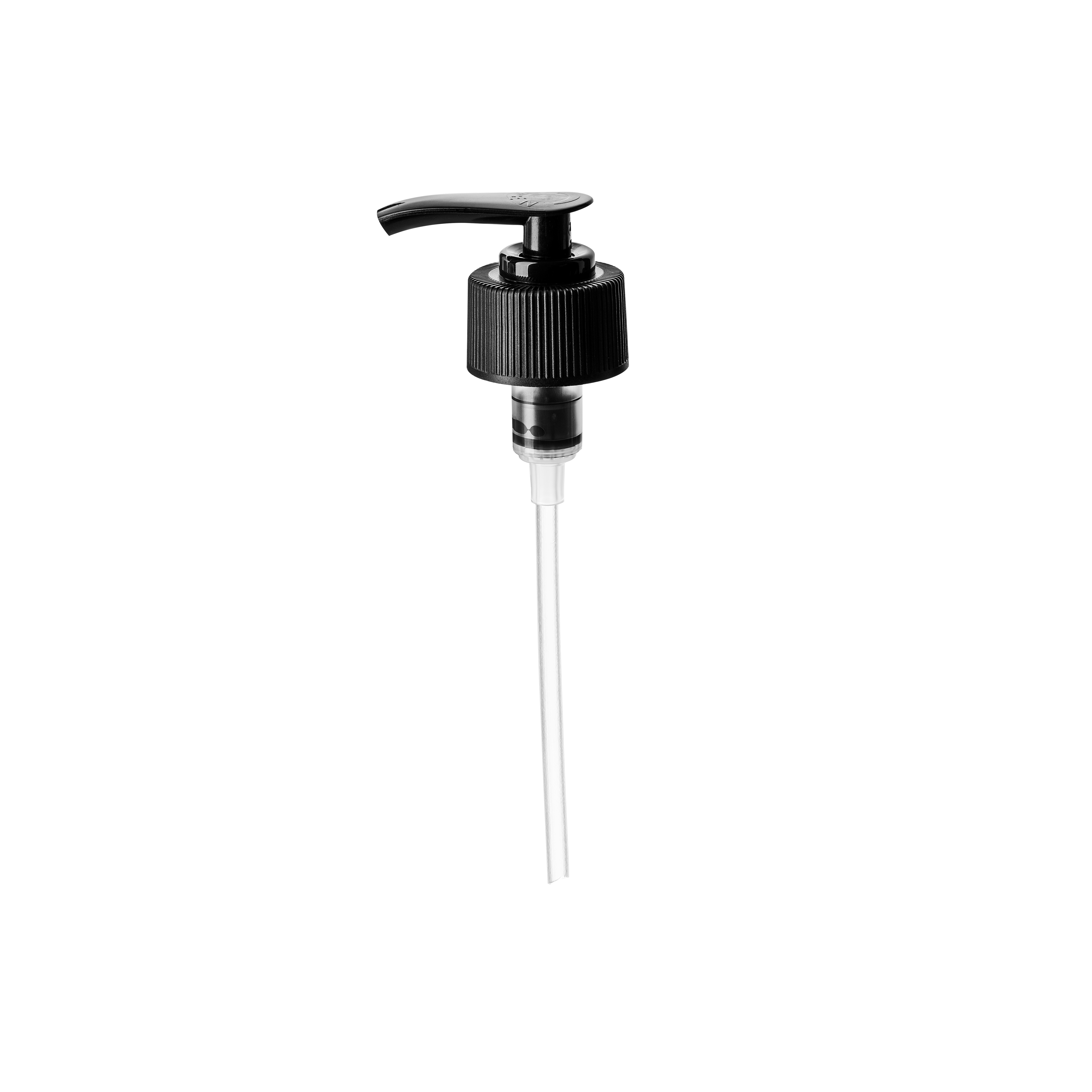 Lotion pump SD20C 28/410, PP, black ribbed, dose 2.0ml (Linden 500)