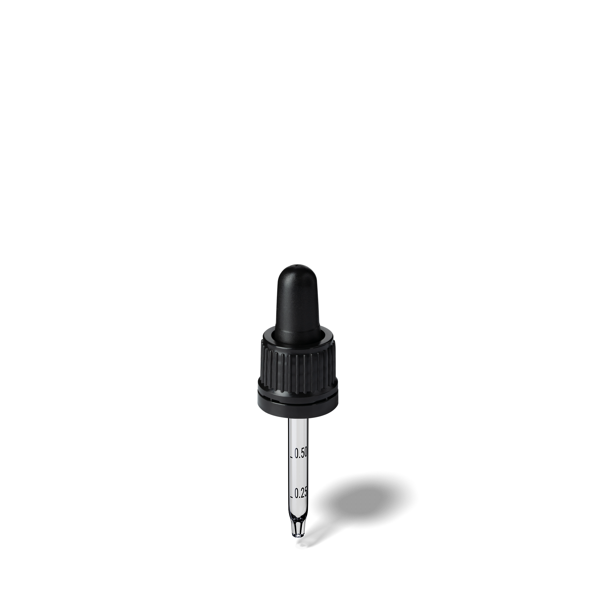 Pipette D02 black ribbed, D18, TE-b, Bulb TPEs-b 0.7, Tip conical 1.0, Grad-b-A01, ORI10-63/GIN10