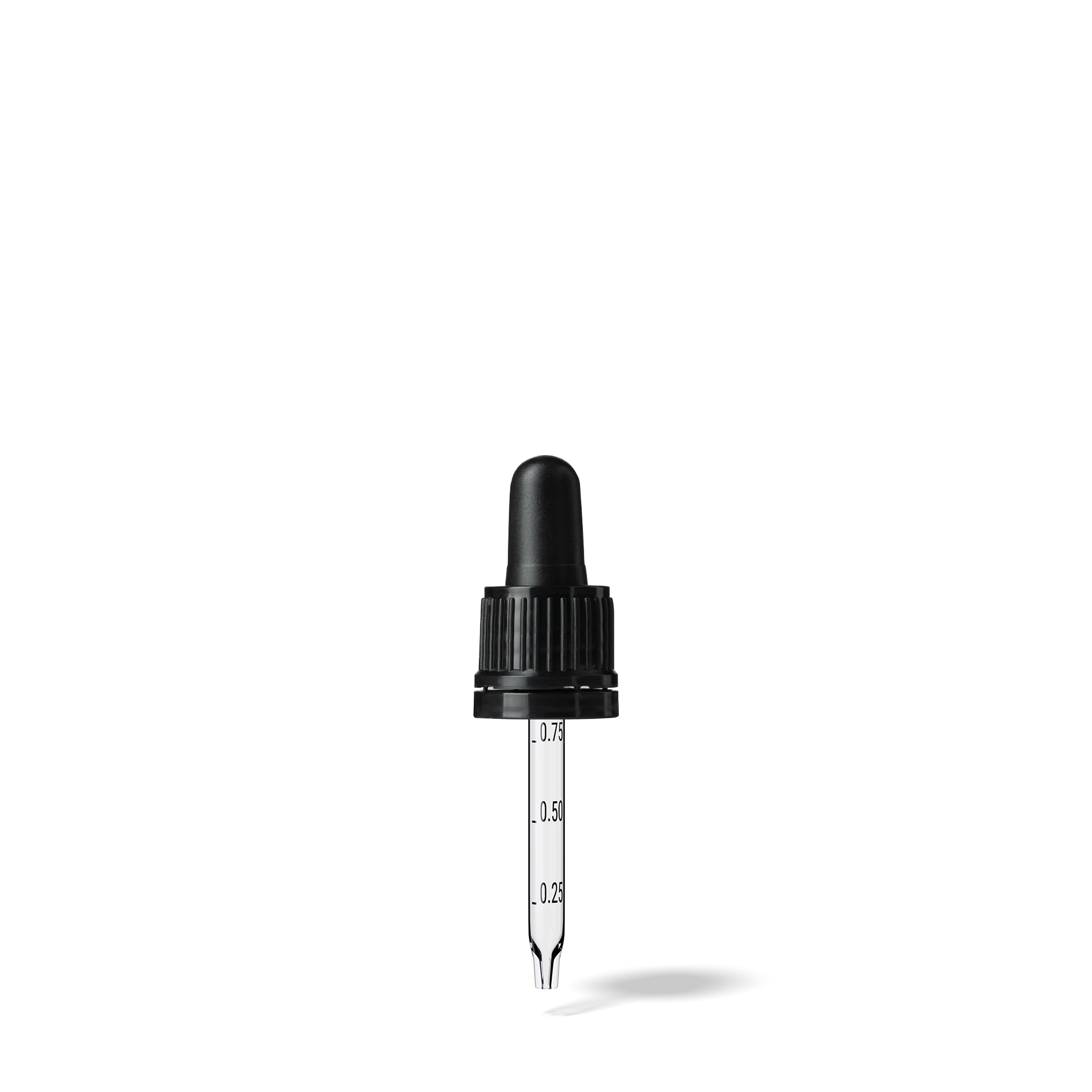 Pipette D02 black ribbed, D18, TE-b, Bulb TPEs-b 0.7, Tip conical 1.0, Grad-b-A01, GIN15