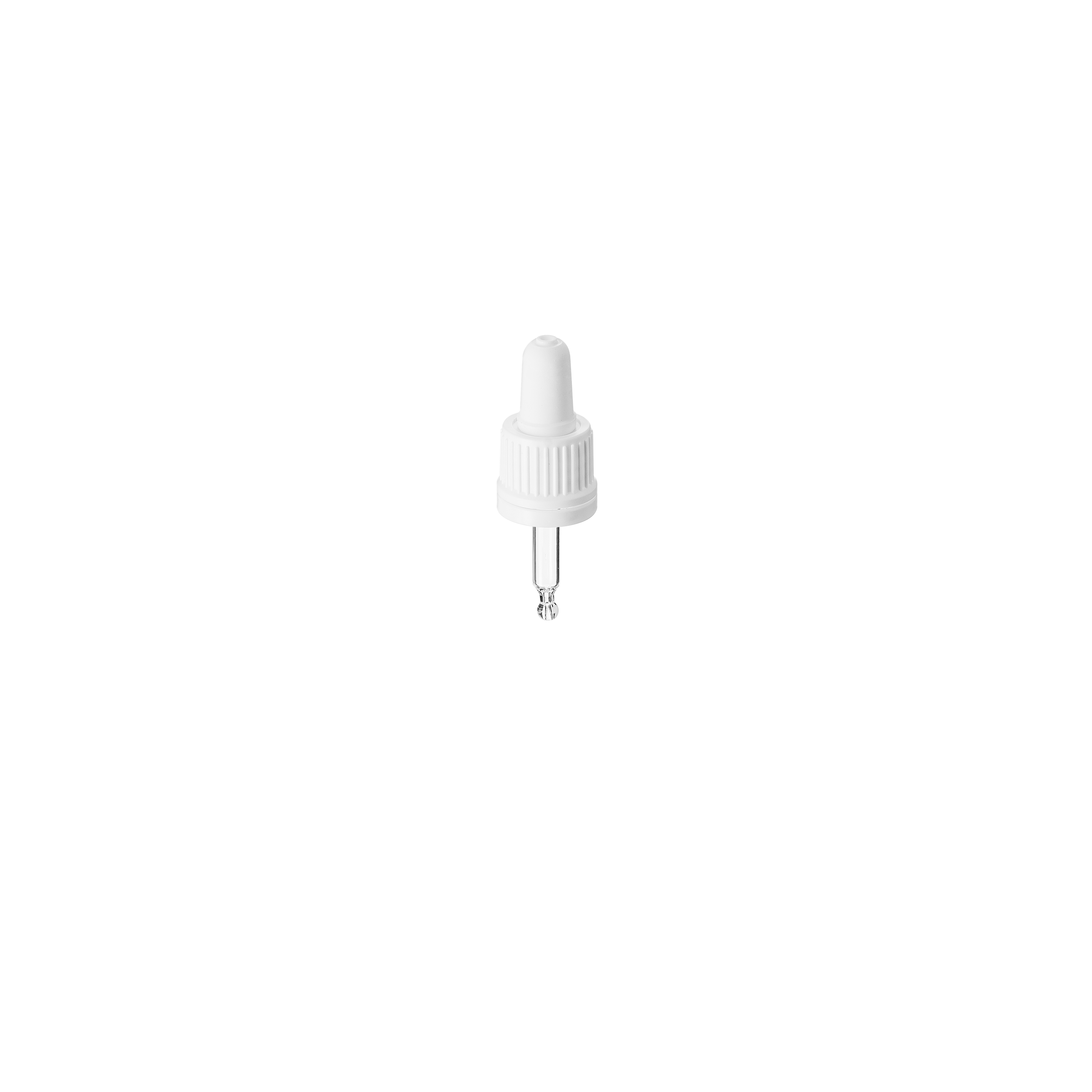 Pipette tamper evident DIN18, II, PP, white, ribbed, bulb TPE 0.7ml, bent ball tip (Ginger 5)