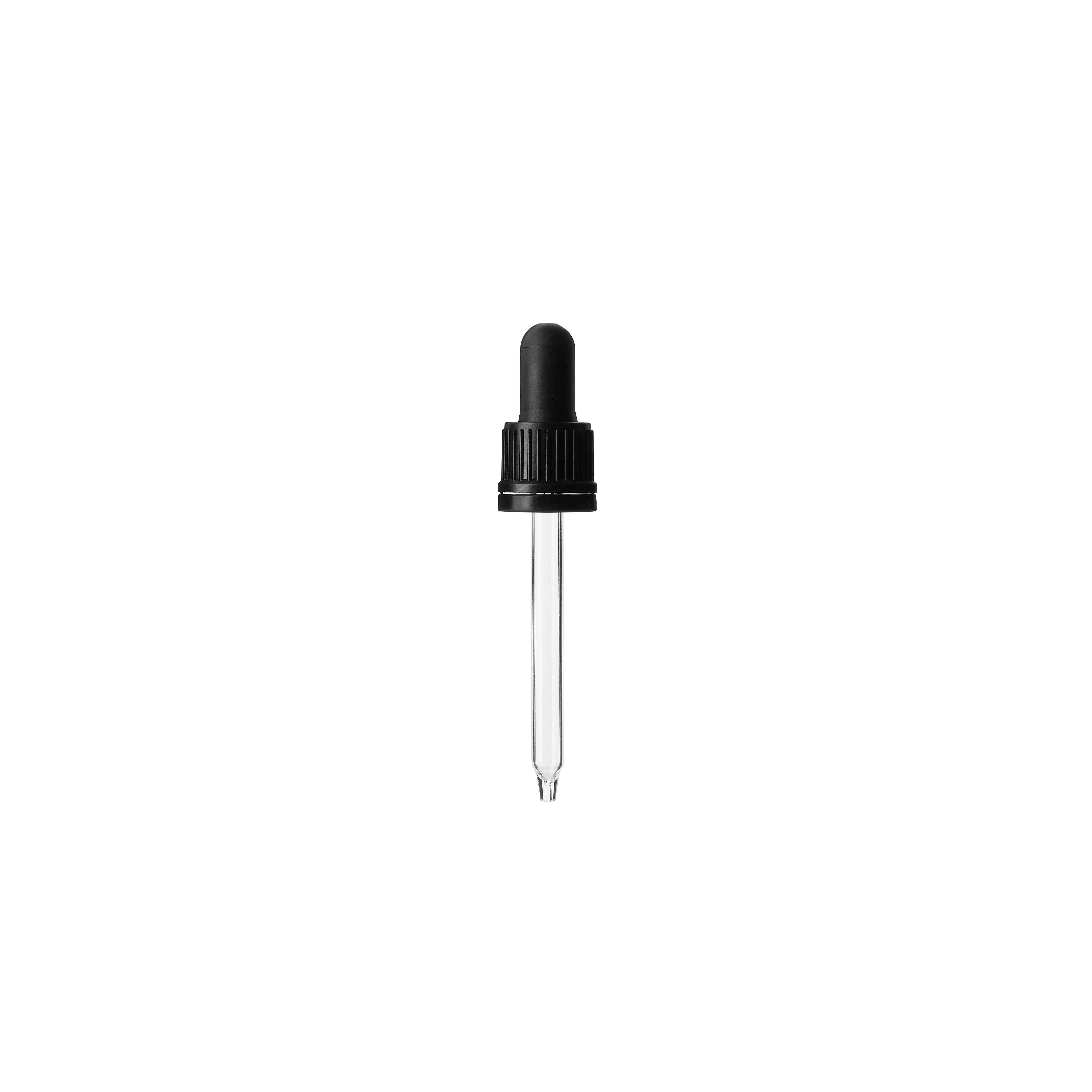 Pipette tamper evident DIN18, II, PP, black, ribbed, bulb TPE 1.0ml, conical tip (Ginger 50)