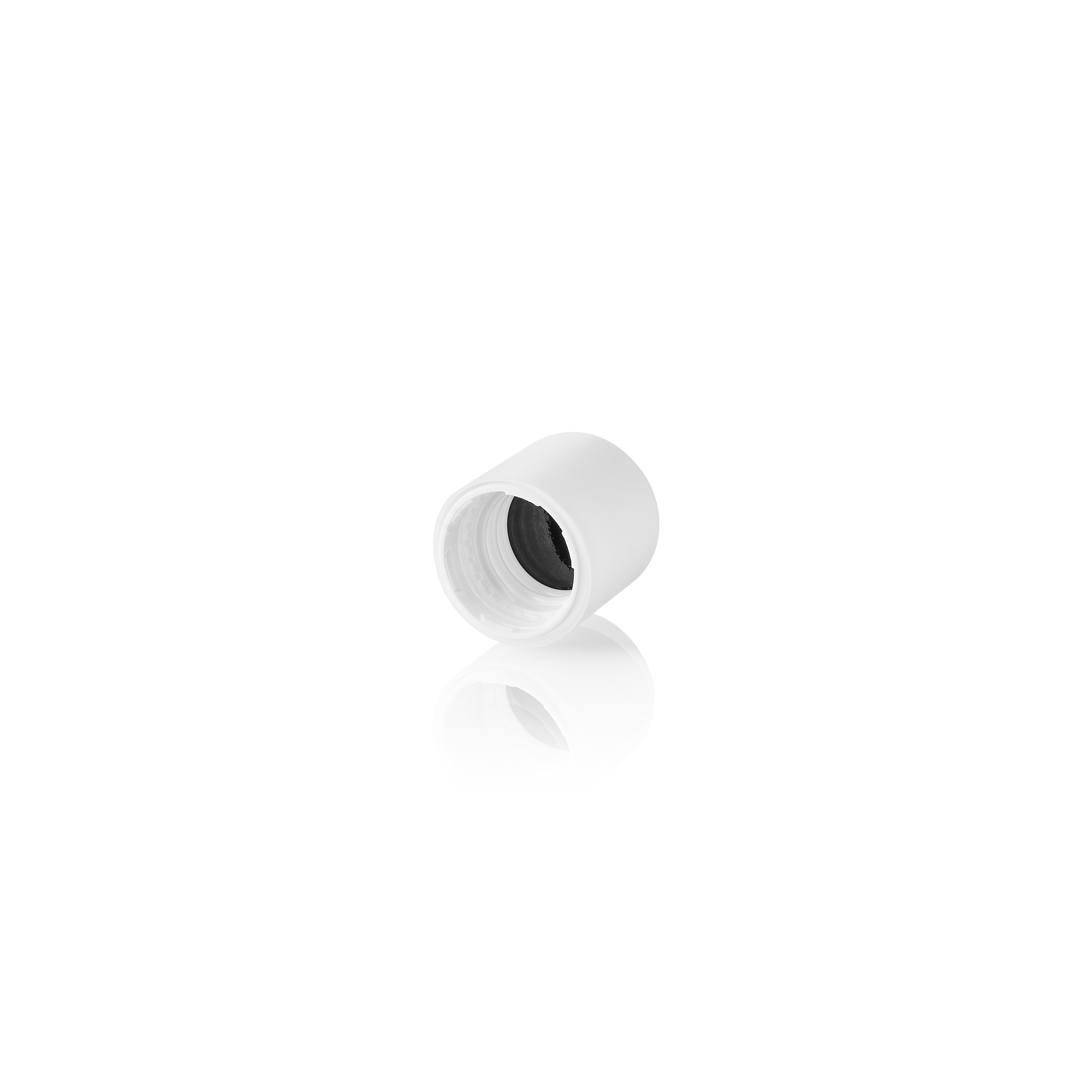 Screw cap child-tamper evident DIN18, II, PP/PEHD, white, violet inlay Screw cap child-tamper evident DIN18, II, PP/PEHD, white, violet inlay