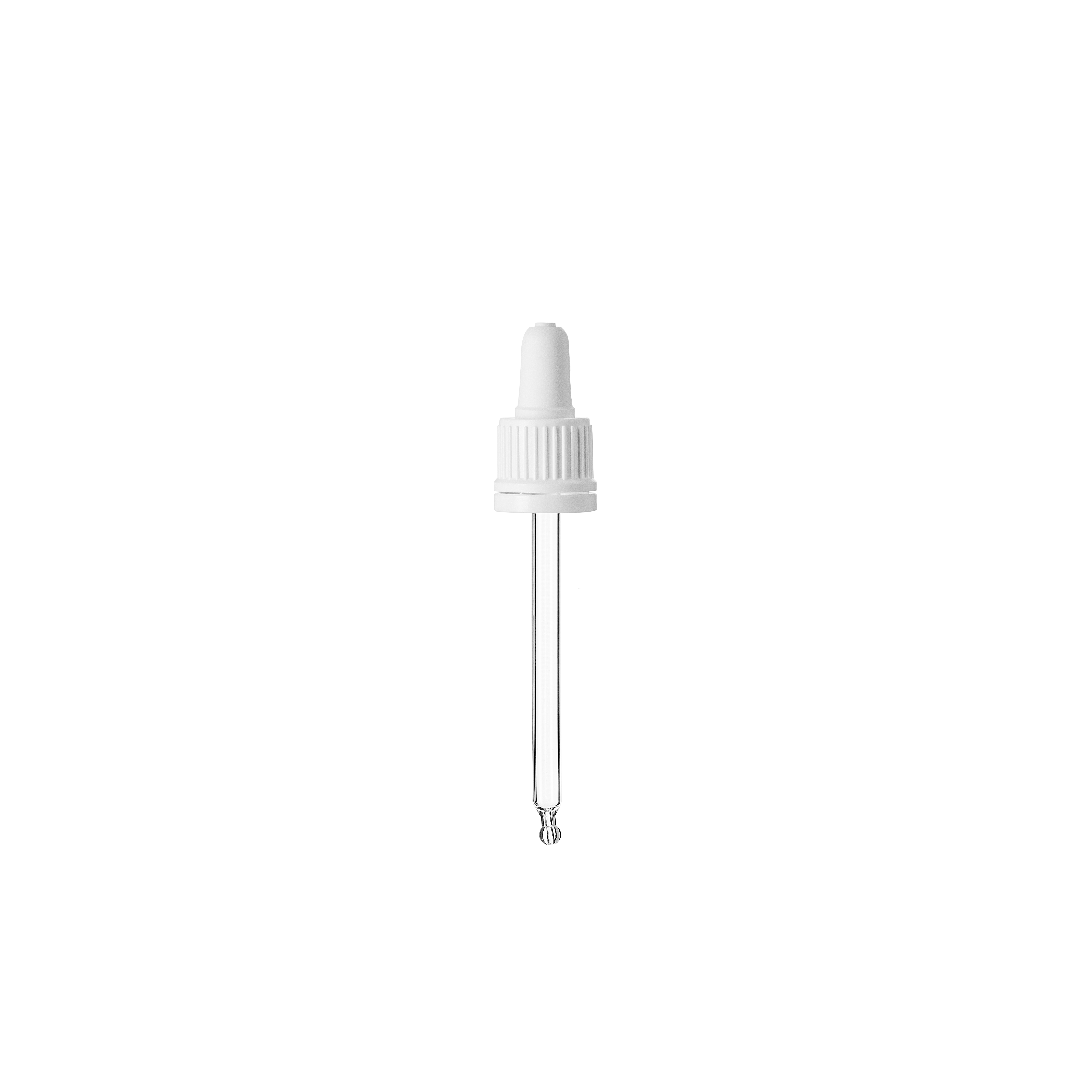 Pipette tamper evident DIN18, II, PP, white, ribbed, bulb TPE 0.7ml, bent ball tip (Ginger 60)