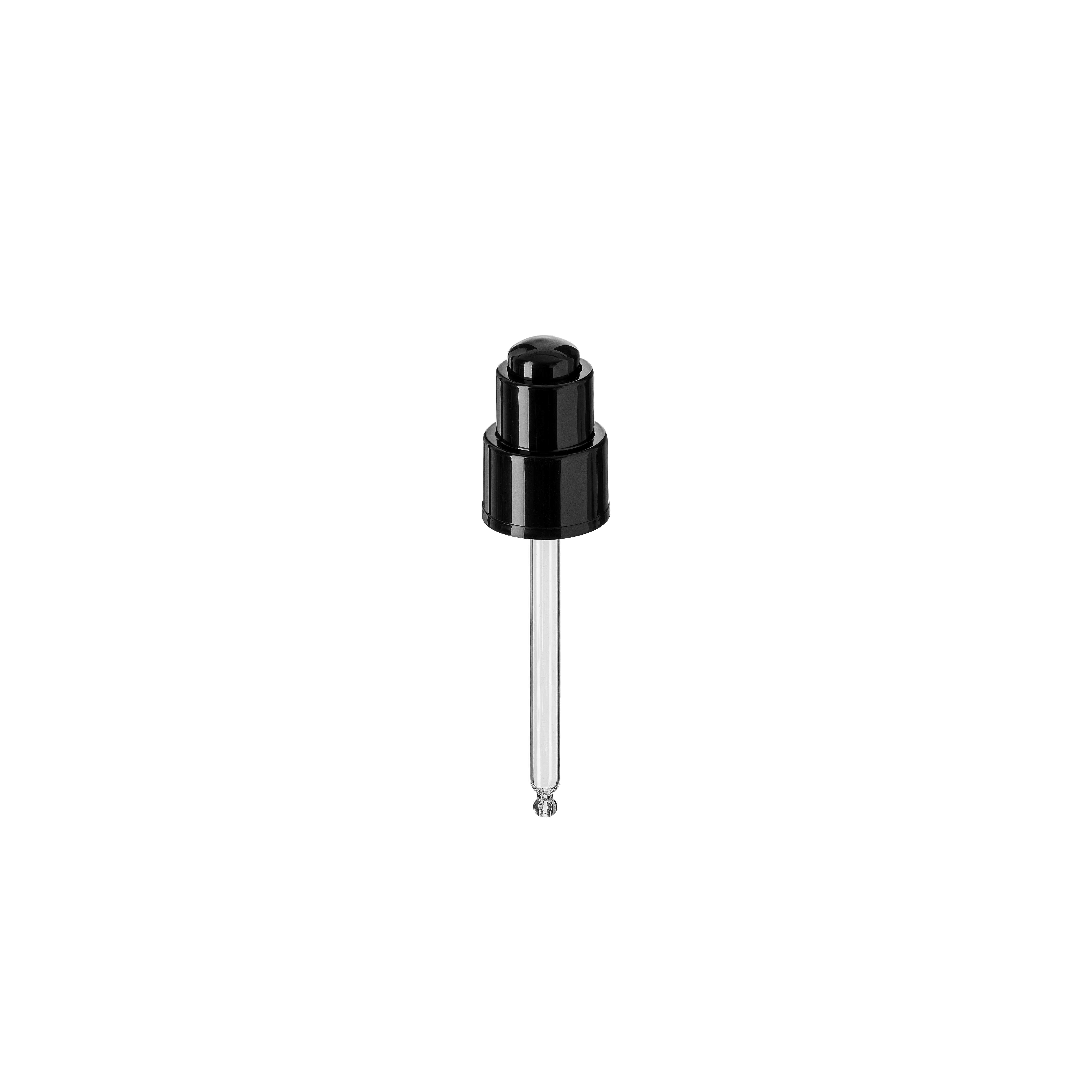 Push-button pipette 24/410, black glossy finish, bulb Nitrile 0.40ml, ball tip, straight (Laurel 50)
