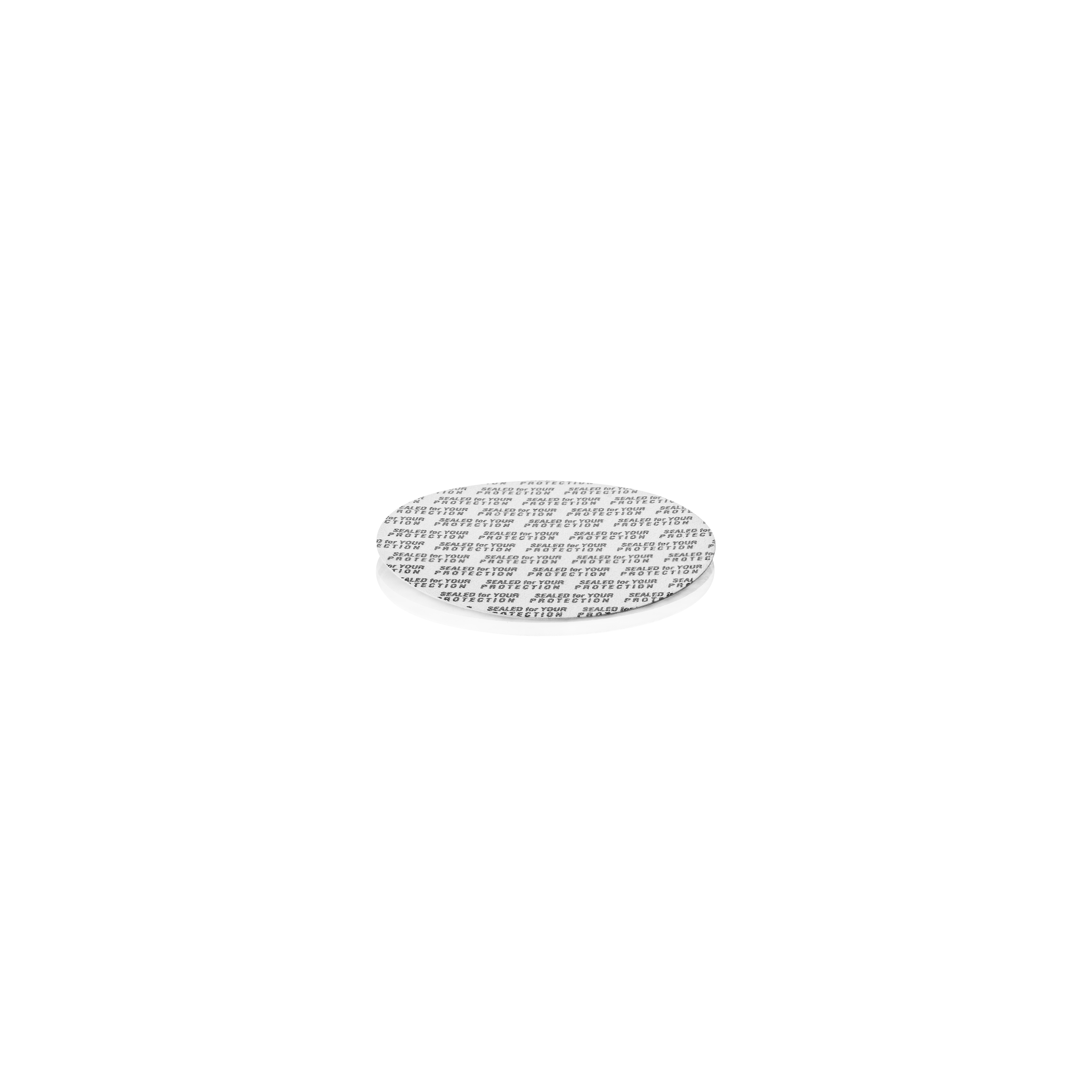 Pressure sensitive seal, 72mm, white, black text (Bryn 100), only applicable for dry goods