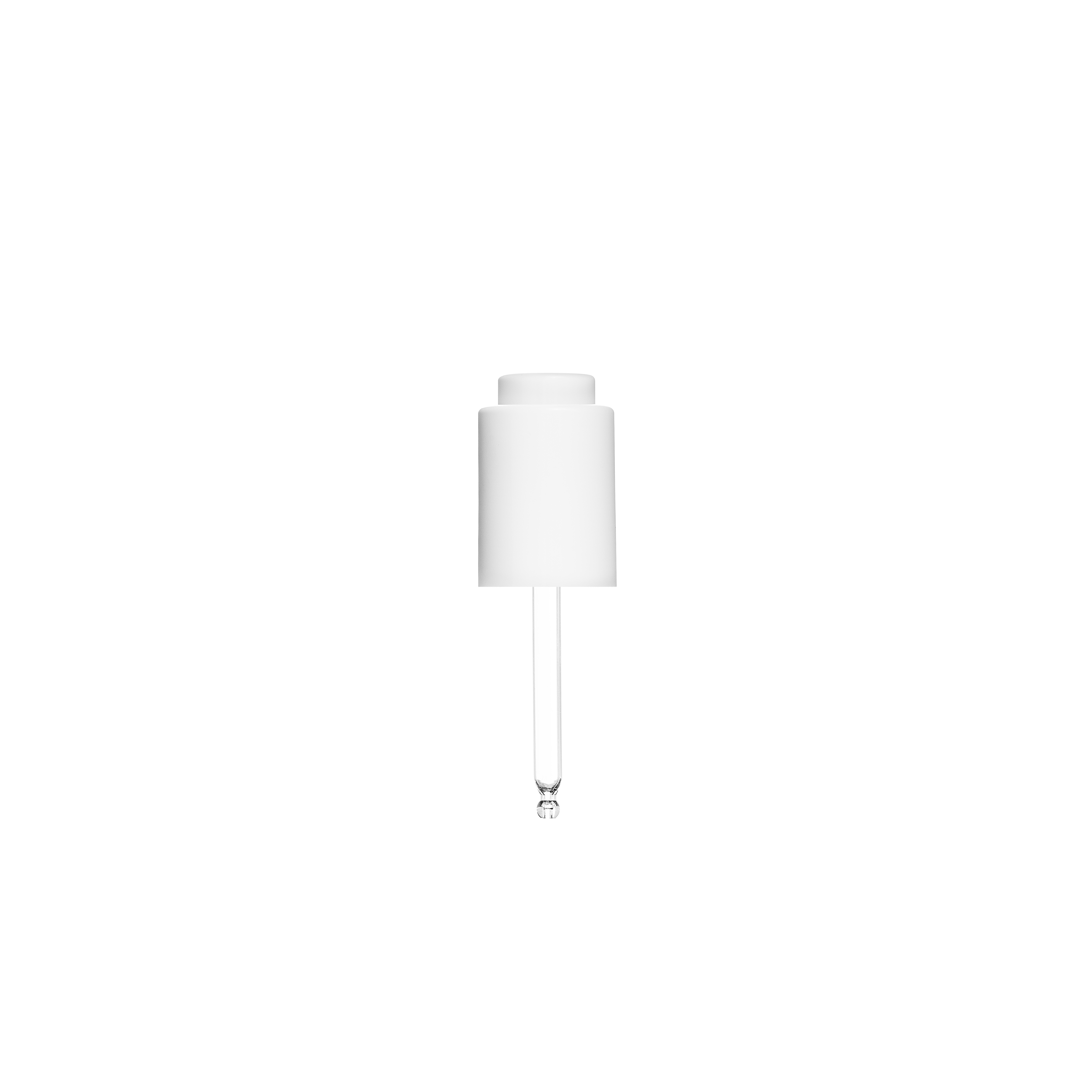Push-button pipette 18/415 thread, PP/ABS, white glossy finish, white button bulb Nitrile 0.4 ml, ball tip, straight for Laurel 30 ml