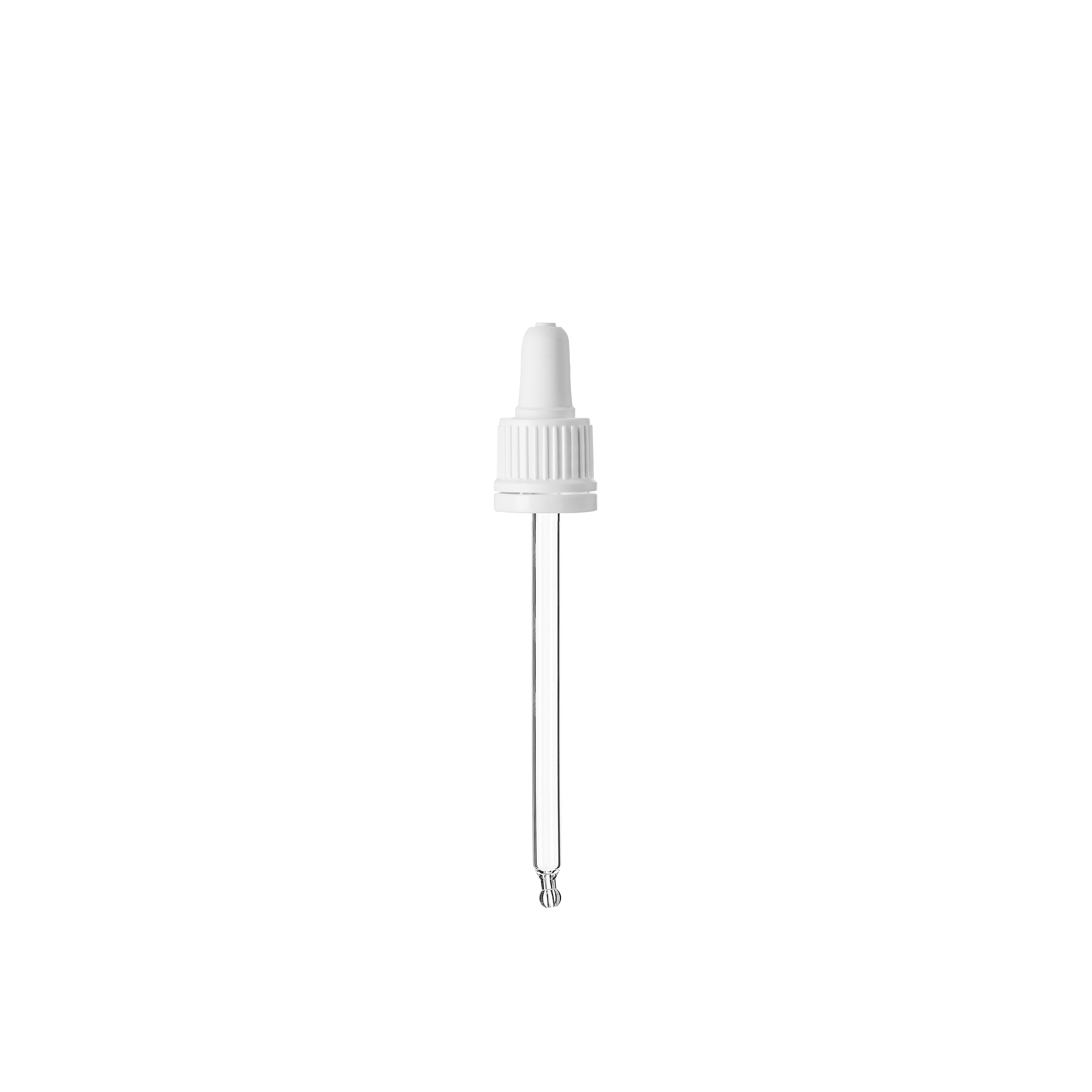 Pipette series II, DIN18, tamper-evident, PP, white, ribbed, white bulb TPE 0.7 ml, bent ball tip with 1.0 opening for Ginger 100 ml
