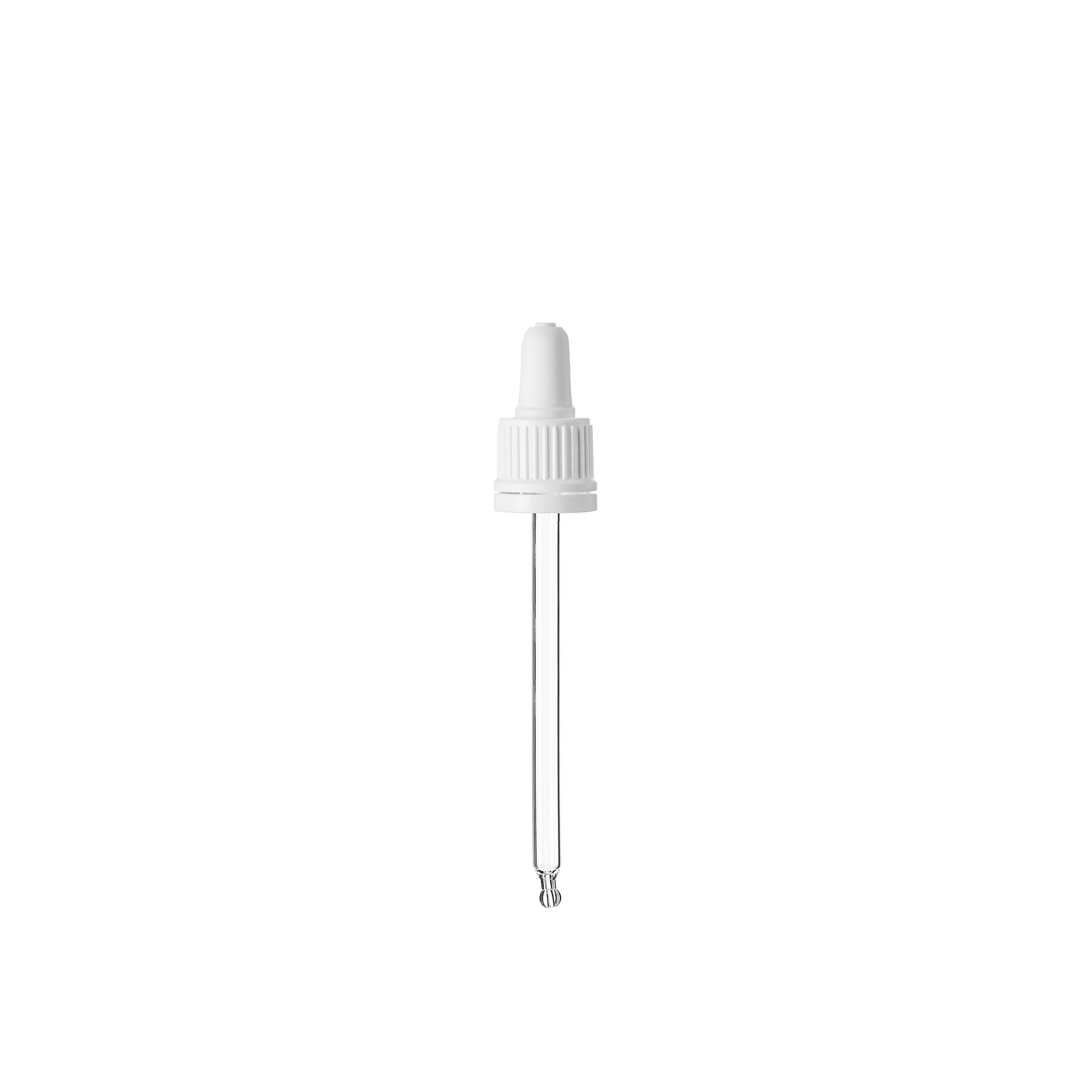 Pipette tamper evident DIN18, II, PP, white, ribbed, bulb TPE 0.7ml, bent ball tip (Ginger 100)