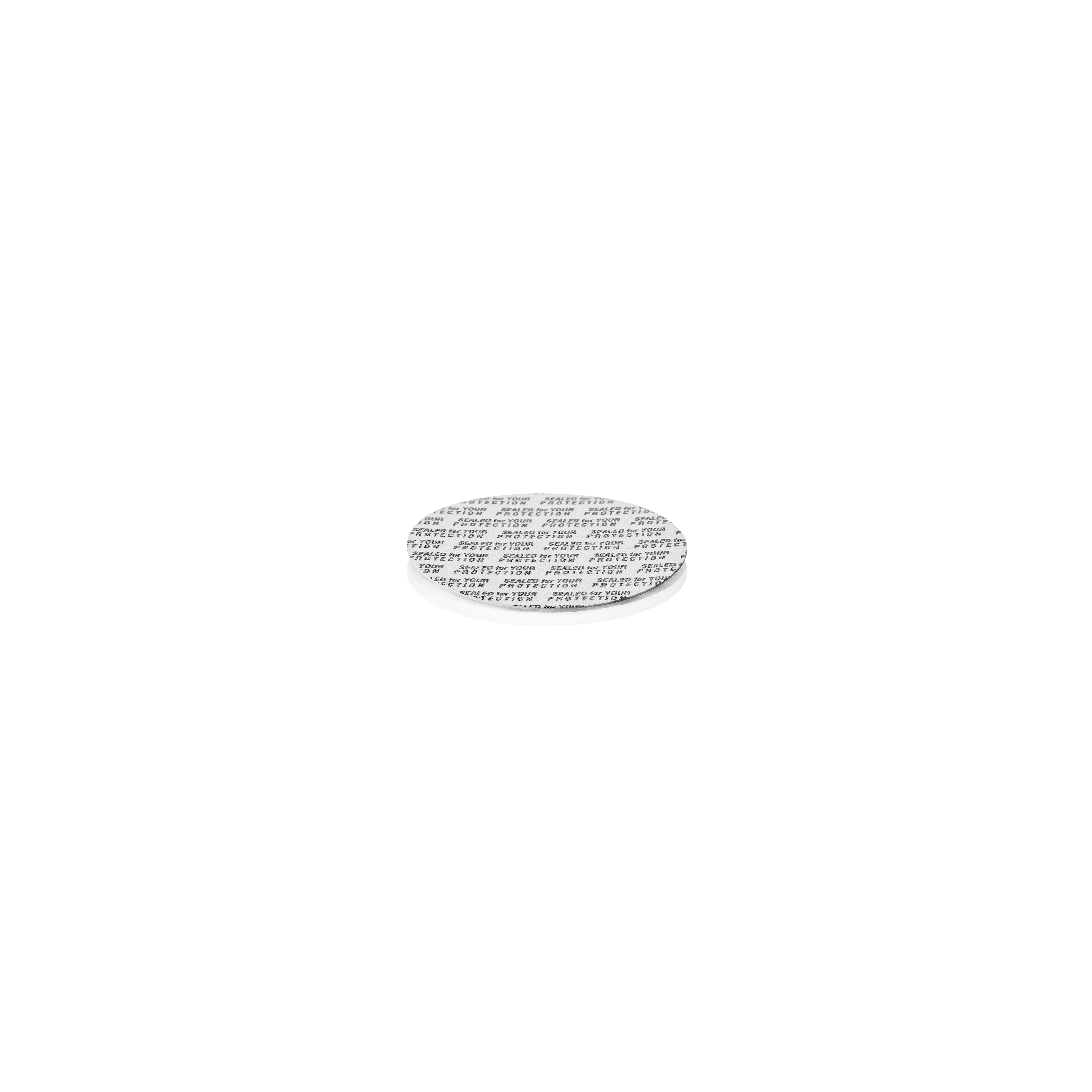 Pressure sensitive seal, 54mm, white, black text (Violette 200), only applicable for dry goods