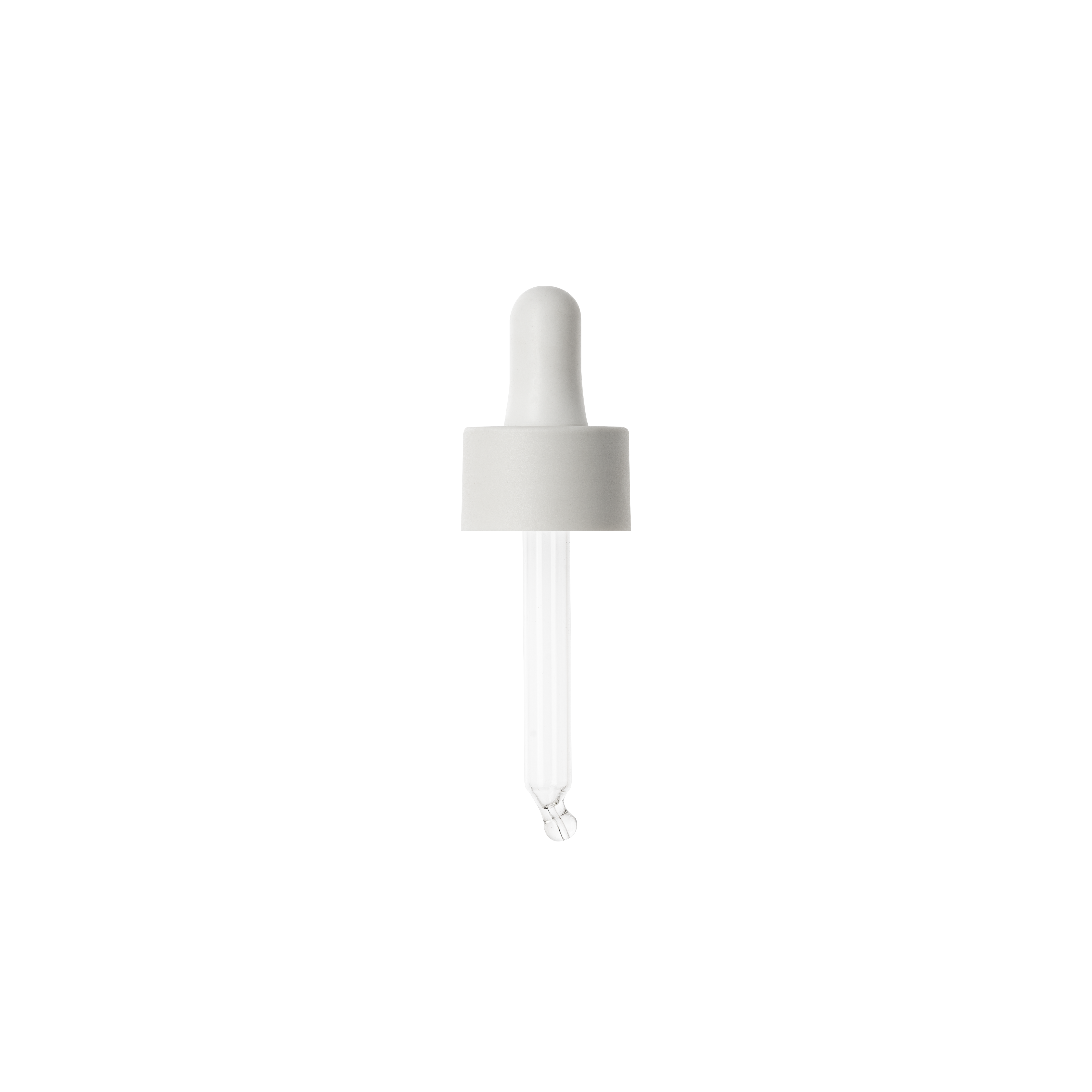 Cosmetic pipette, 22/410, PP, white matte, bulb white, TPE dose 0.8 ml, ball tip, bent (Luna 30)   