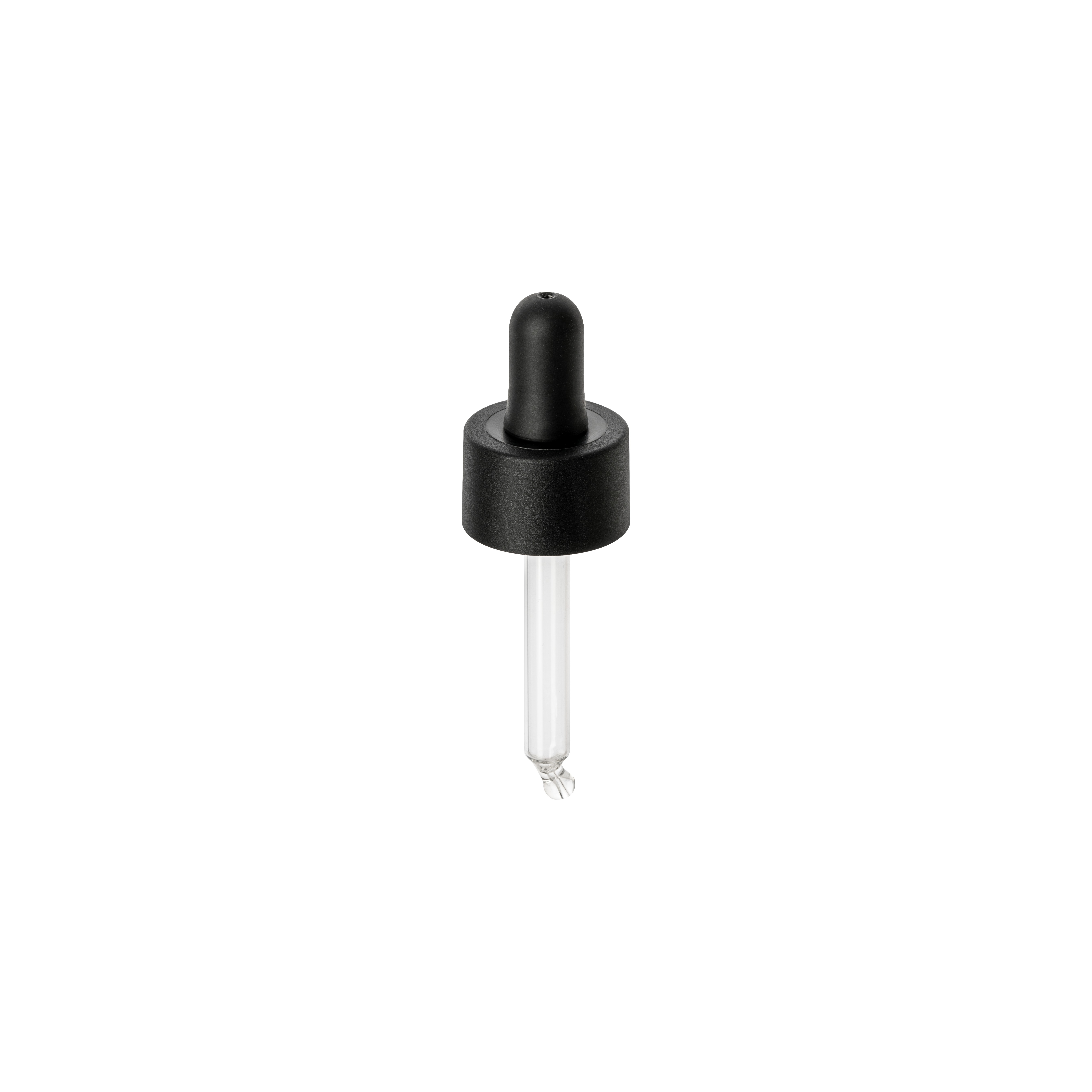 Cosmetic pipette, 22/410, PP, black matte, bulb black, TPE D0.8 ml, ball tip, bent (Luna 30 ml)   