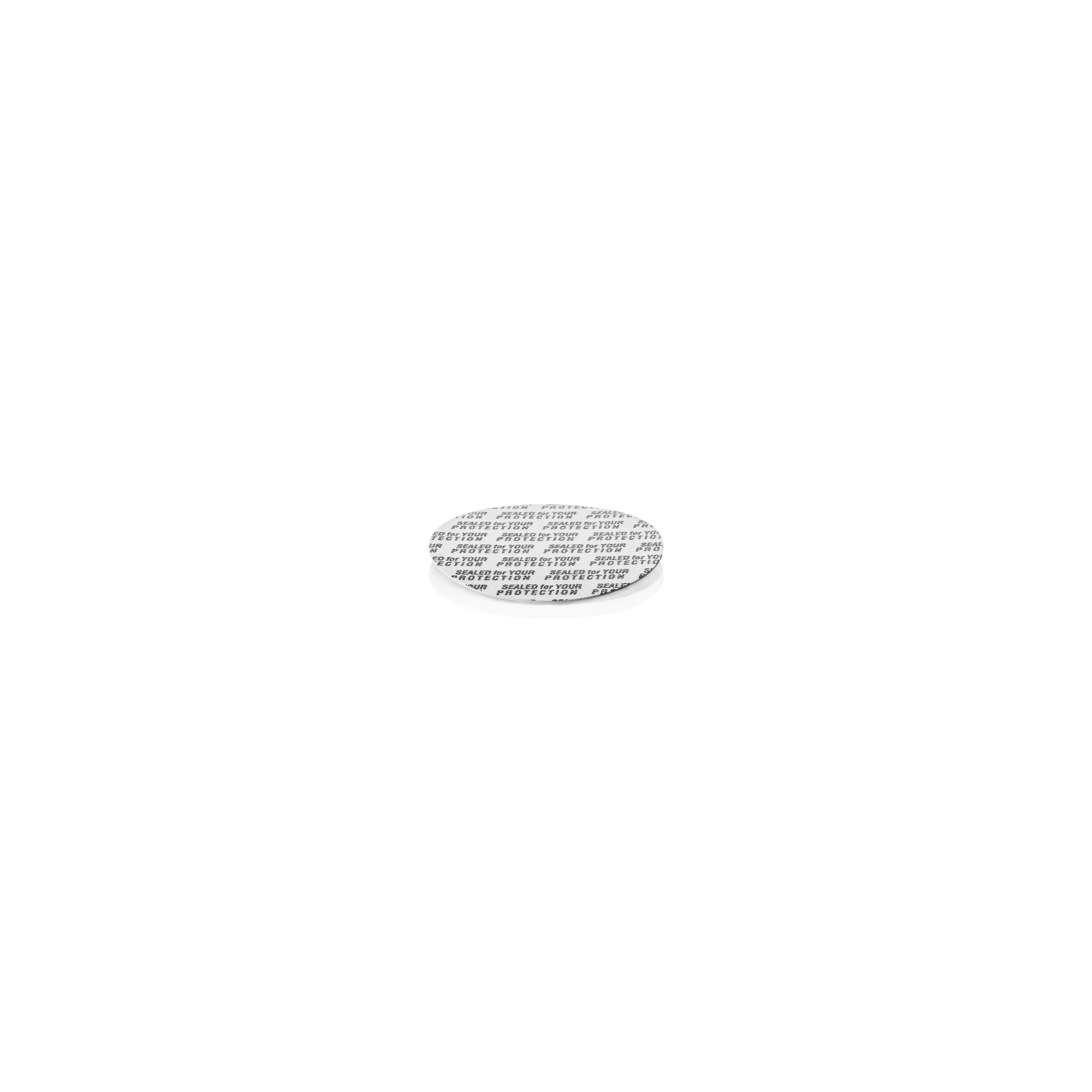 Pressure sensitive seal, 49mm, white, black text (Bryn 30), only applicable for dry goods
