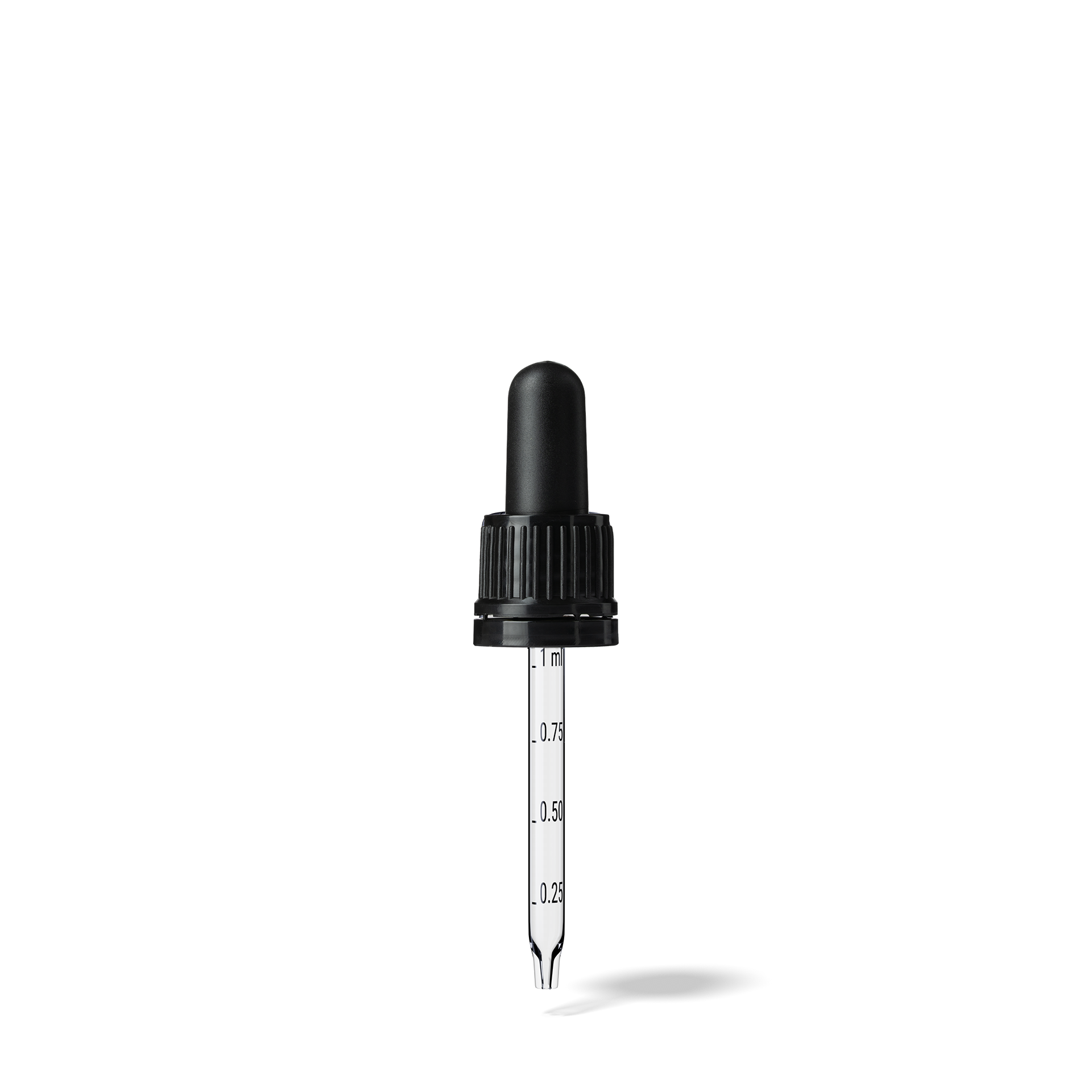 Pipette D02 black ribbed, D18, TE-b, Bulb TPEs-b 1.0, Tip conical 1.0, Grad-b-A02, ORI30/GIN30