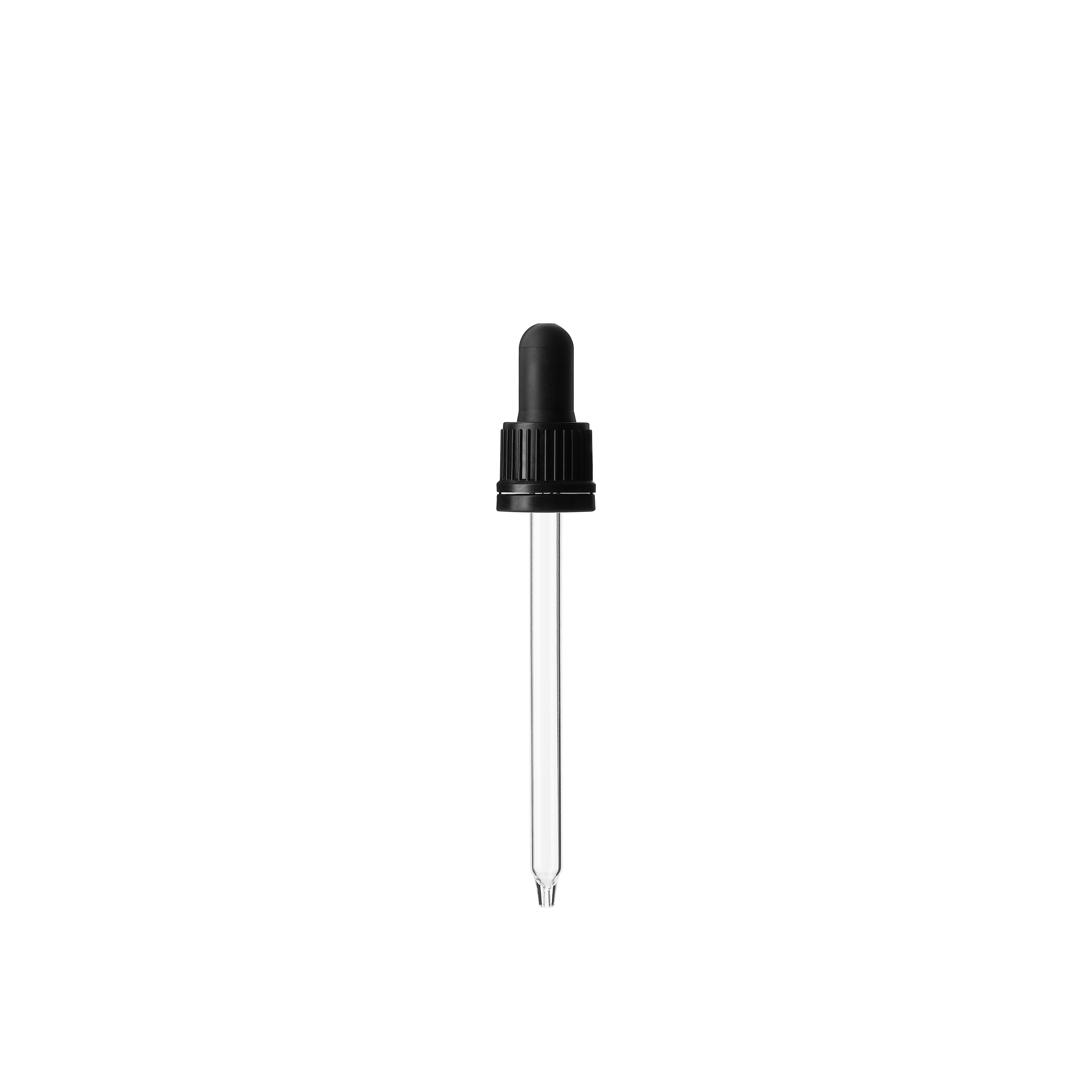 Pipette tamper evident DIN18, II, PP, black, ribbed, bulb TPE 1.0ml, conical tip (Ginger 100)