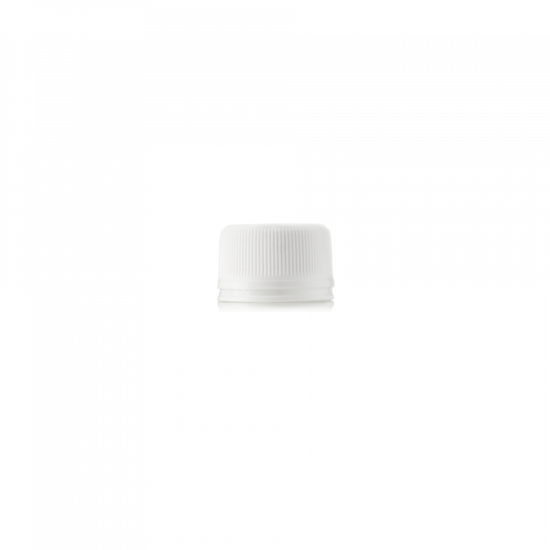 Screw cap standard PP28, HDPE, white, fine ribbed, white inlay